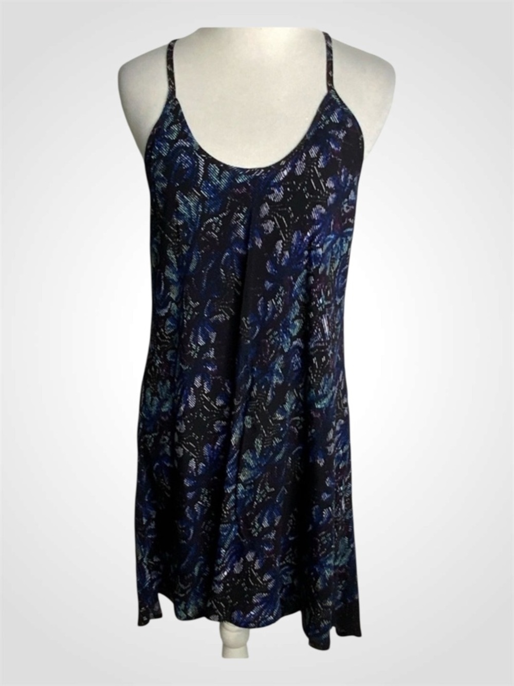 Fifteen Twenty Blue Hi/Lo Spaghetti Strap Razorback Summer Tunic Dress XS